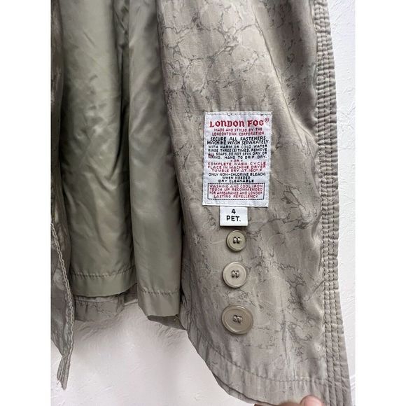 London Fog Womens Size 4 Petition Trench Over Coat Jacket Marbled Tan - Picture 7 of 11